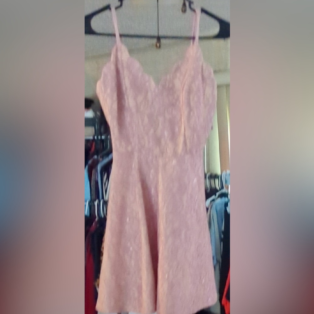 🌸 Francesca’s Blush Pink Lace Fit & Flare Mini Dress | XS | NWT 🌸